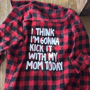 Red Plaid Shirt with Fun Quote